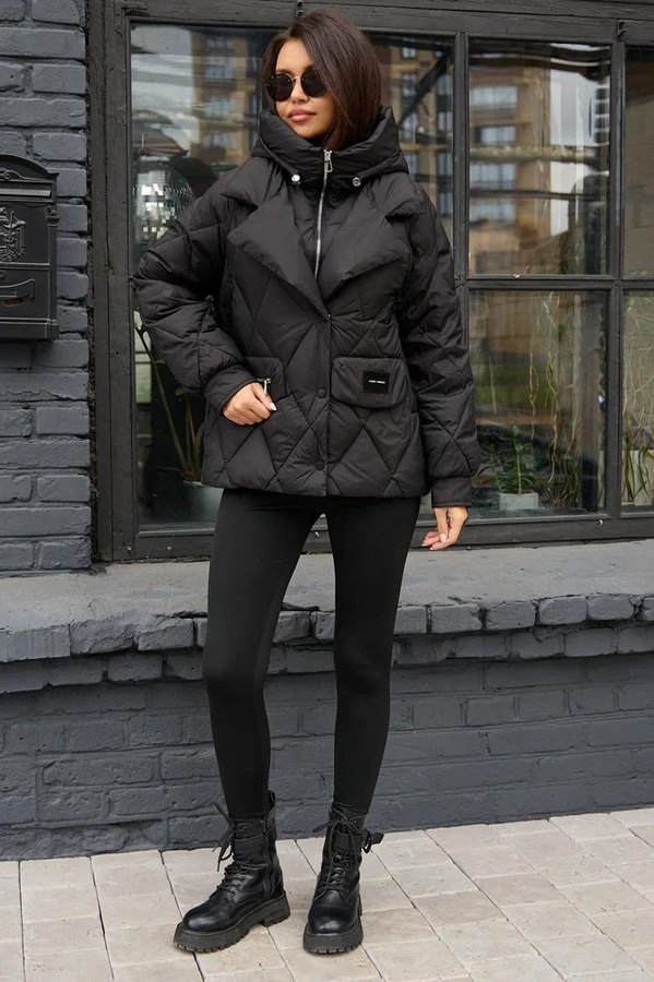 Недорогой пуховик оверсайз зима 2025-2026 черный