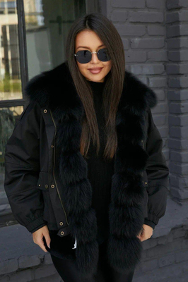 Теплый пуховик 2025-2026 с мехом черный Теплый пуховик 2025-2026 с мехом черный