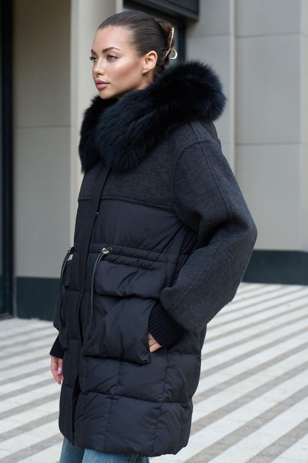 Комбинированный женский пуховик bogerner черный