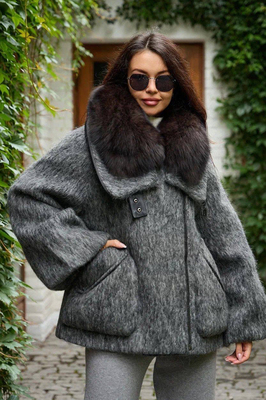 Зимний пуховик Enva rross из шерсти с мехом песца Зимний пуховик Enva rross из шерсти с мехом песца