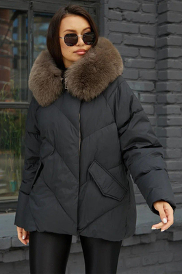 Парка оверсайз с песцом на капюшоне Парка оверсайз с песцом на капюшоне