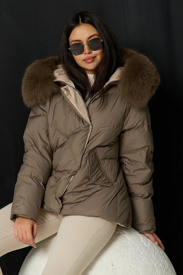 Молодежный пуховик с  накладными карманами