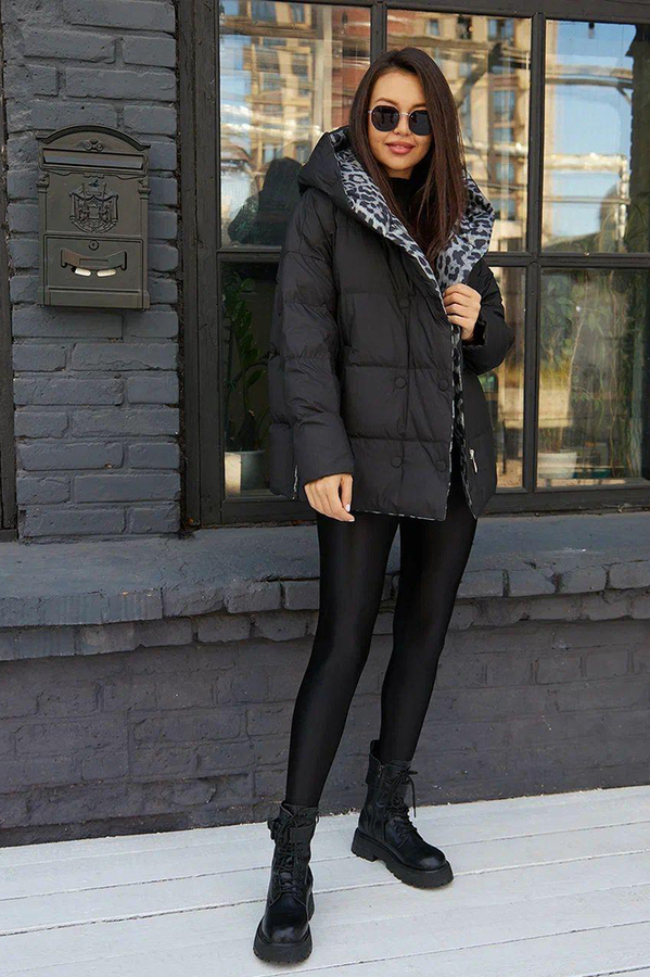 Пуховик двусторонний леопардовый Btn button