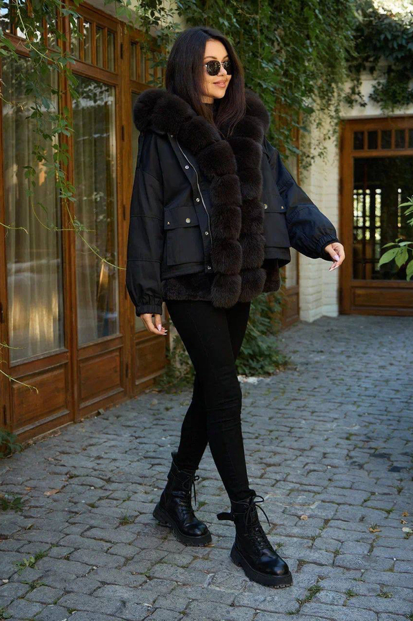 Женская куртка парка пуховая с мехом