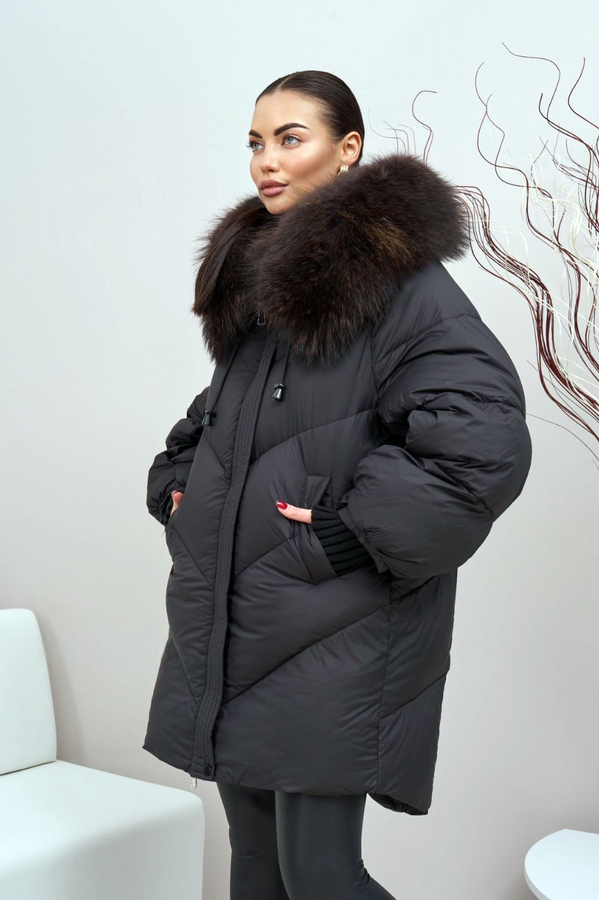 Длинный женский пуховик Vivilona кроя оверсайз