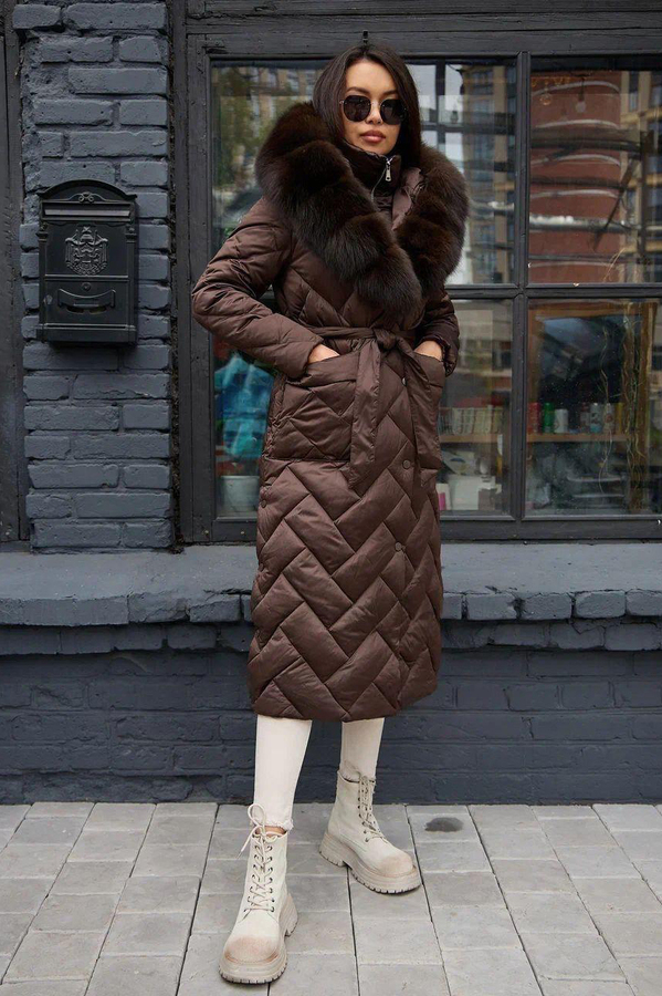 Пуховик женский длинный с капюшоном vivilona