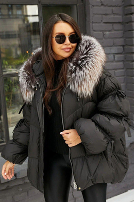 Теплый пуховик укороченный оверсайз Теплый пуховик укороченный оверсайз