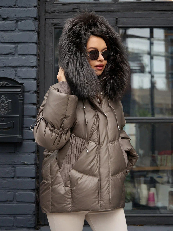 Женский пуховик на зиму 2025-2026 серый