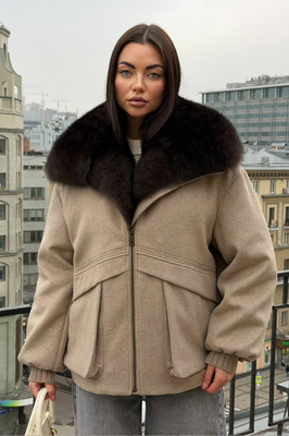 Зимний пуховик с мехом песца внутри Зимний пуховик с мехом песца внутри