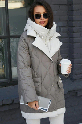 Женская короткая куртка оверсайз серая Женская короткая куртка оверсайз серая