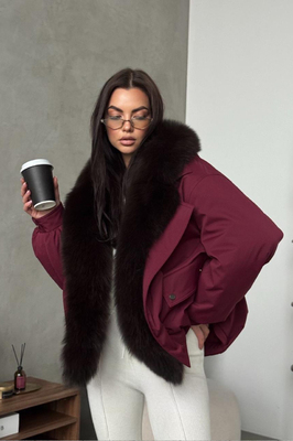 Женский пуховик Tannossto винного цвета утепленный пухом Женский пуховик Tannossto винного цвета утепленный пухом