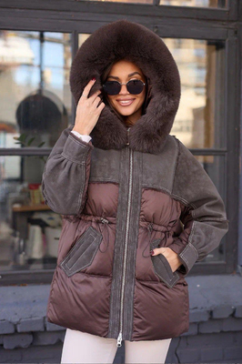 Дутое пальто пуховое с мехом песца Дутое пальто пуховое с мехом песца