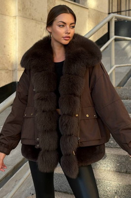 Модный пуховик 2026 коричневый Модный пуховик 2026 коричневый