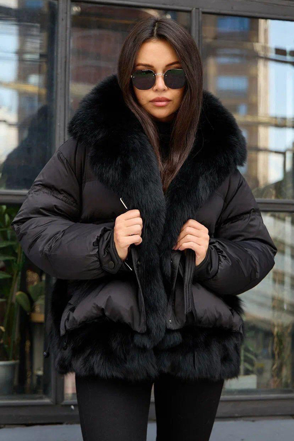 Красивый пуховик оверсайз черный