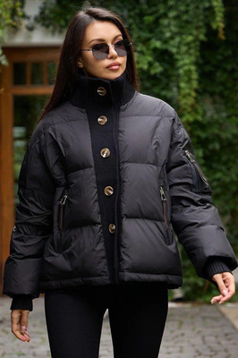 Короткий пуховик PANG MILLION с вязанной вставкой Короткий пуховик PANG MILLION с вязанной вставкой