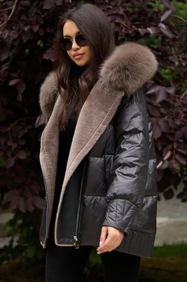 Зимний пуховик с мехом в стиле куртка авиатор Зимний пуховик с мехом в стиле куртка авиатор