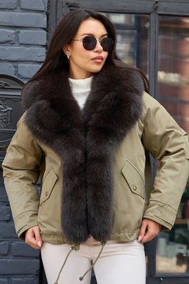 Теплый пуховик для зимы хаки Теплый пуховик для зимы хаки