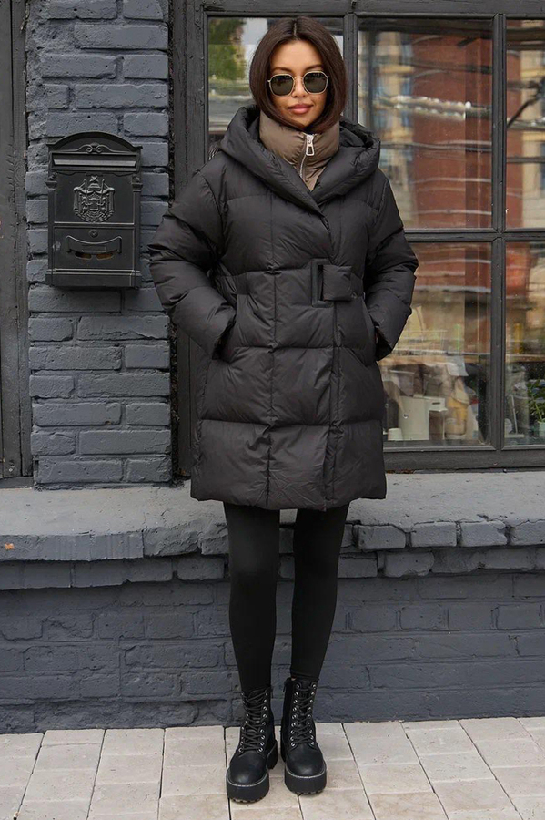 Молодежный пуховик с магнитным клапаном